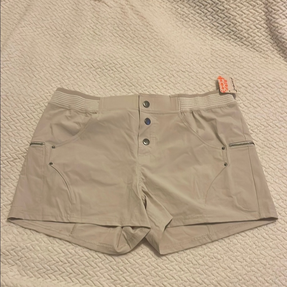 FP Movement by Free People Beige CASCADE High Waist Shorts L BNWT